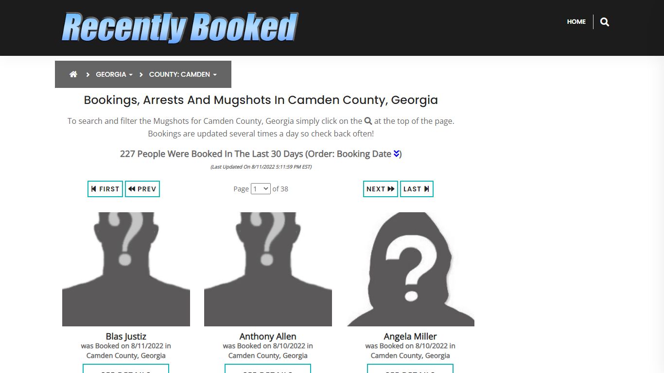 Recent bookings, Arrests, Mugshots in Camden County, Georgia