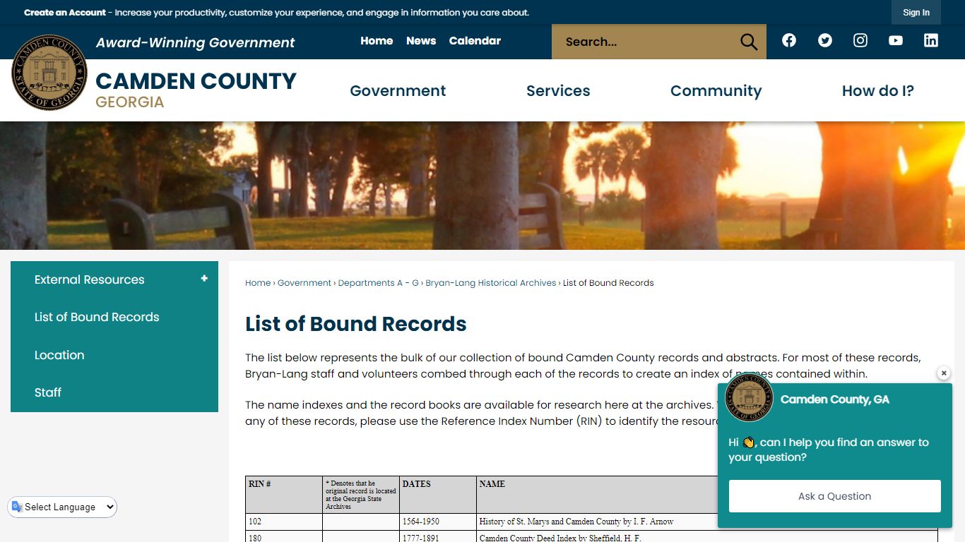 List of Bound Records | Camden County, GA - Official Website